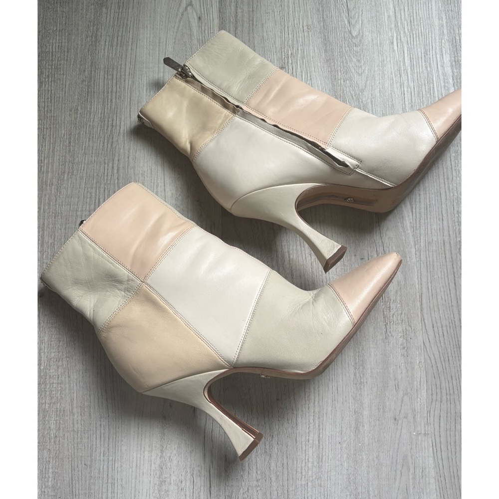 Retro ‘60s style Sam Edelman Cream and Tan Ankle Booties Pointed Toe- Size 9.5 - Picture 5 of 6